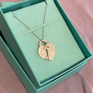 Tiffany Heart Tag with Key Pendant on Custom Chain